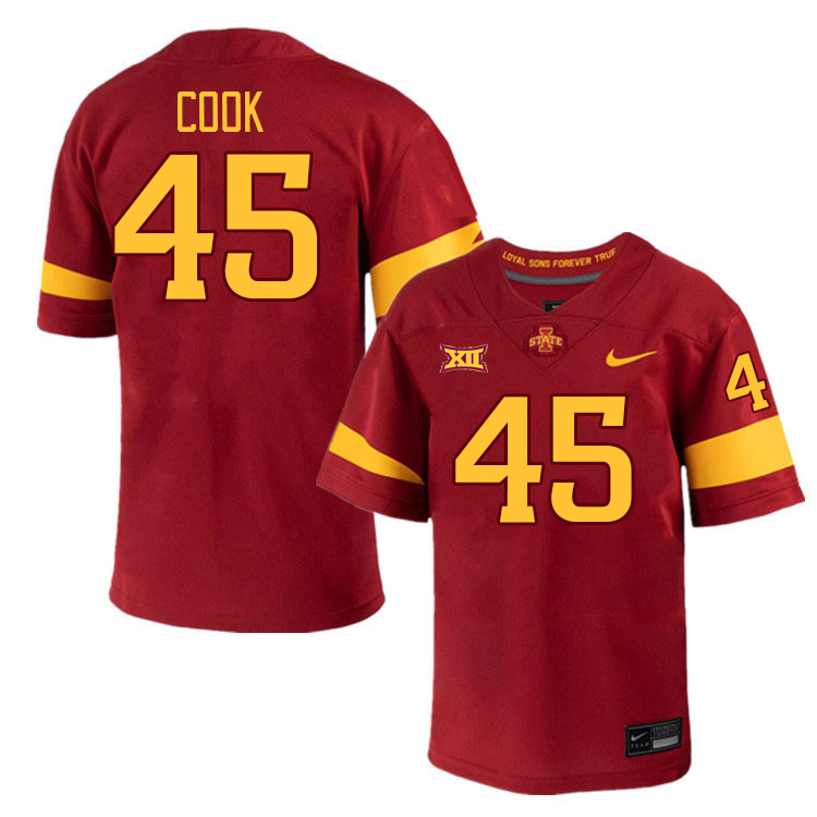 Men #45 Alec Cook Iowa State Cyclones College Football Jerseys Stitched-Cardinal